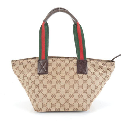 Gucci GG Canvas Sherry Line 131228 Leather Tote Bag Shoulder Hand Ladies ECE
