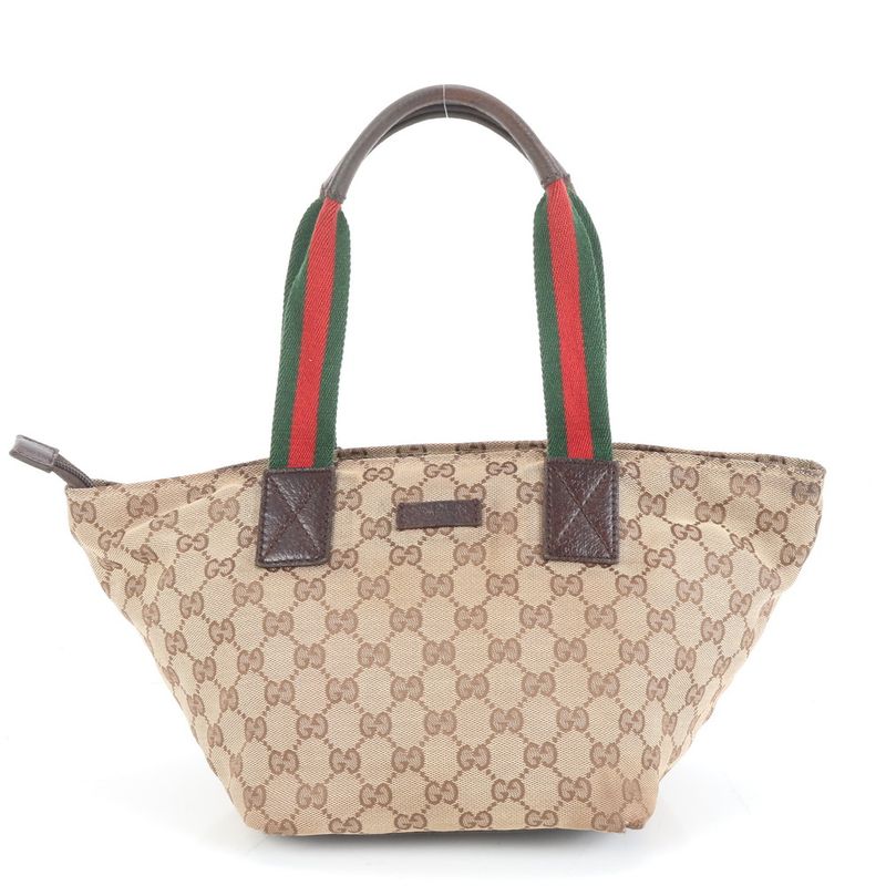 Gucci GG Canvas Sherry Line 131228 Leather Tote Bag Shoulder Hand Ladies ECE