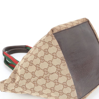 Gucci GG Canvas Sherry Line 131228 Leather Tote Bag Shoulder Hand Ladies ECE