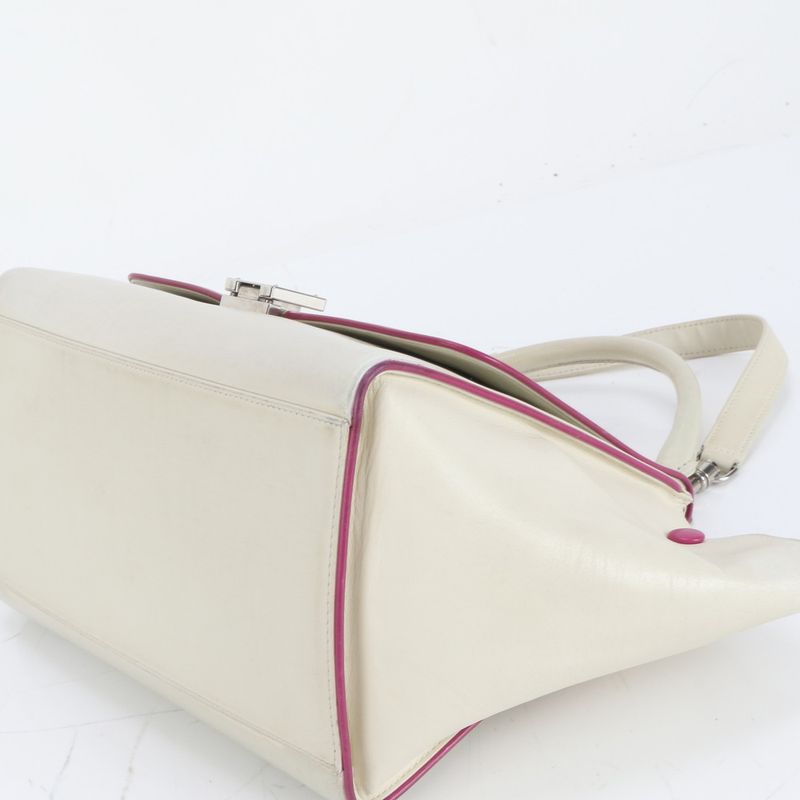 Celine Trapeze Small Leather 2WAY Shoulder Bag Shoulder Tote Hand Silver