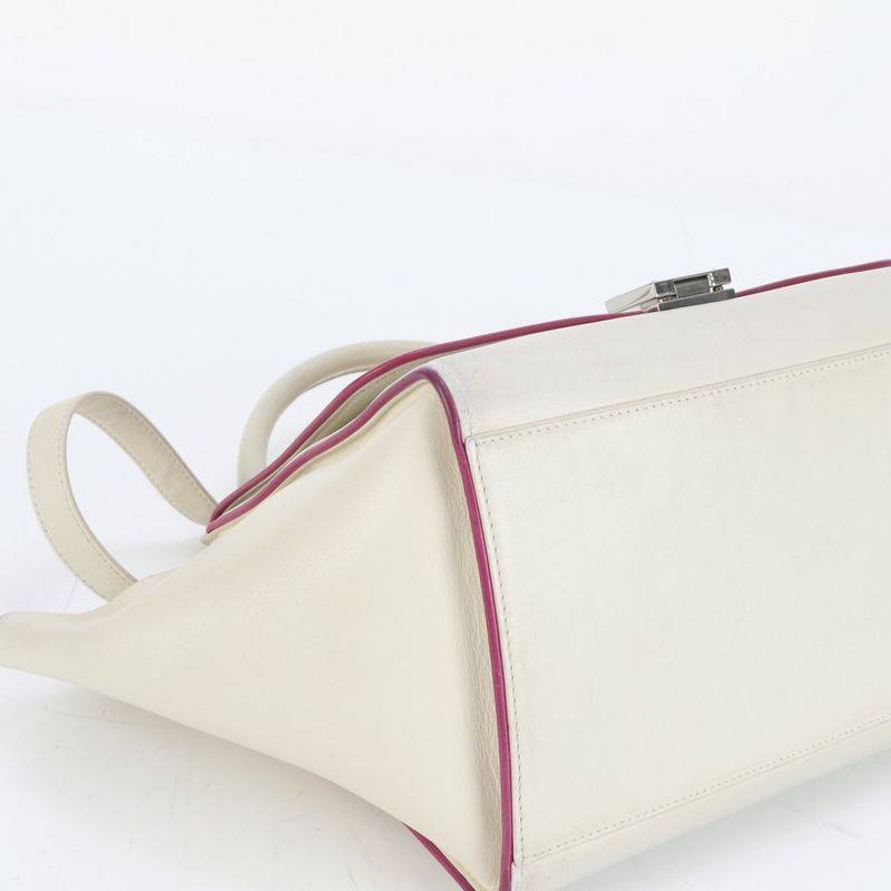 Celine Trapeze Small Leather 2WAY Shoulder Bag Shoulder Tote Hand Silver