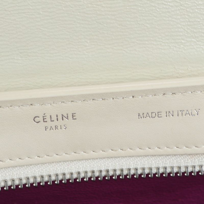 Celine Trapeze Small Leather 2WAY Shoulder Bag Shoulder Tote Hand Silver