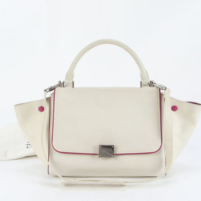 Celine Trapeze Small Leather 2WAY Shoulder Bag Shoulder Tote Hand Silver