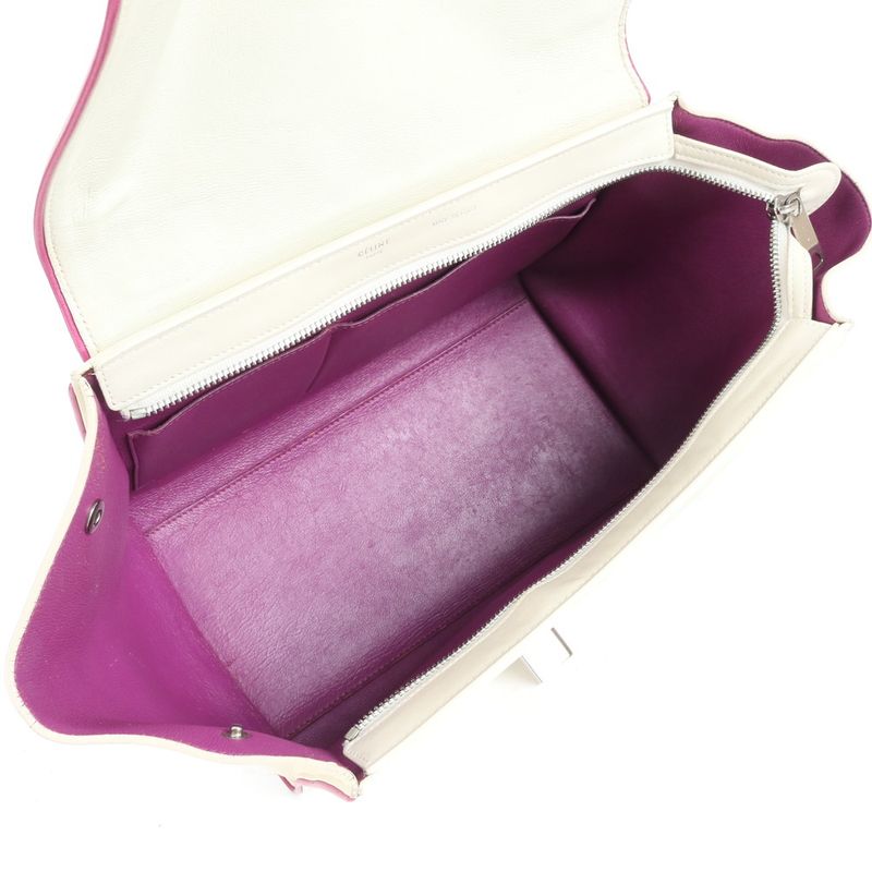 Celine Trapeze Small Leather 2WAY Shoulder Bag Shoulder Tote Hand Silver