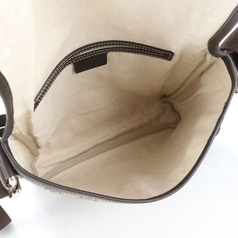 Gucci GG Supreme 223666 Leather Shoulder Bag Crossbody Messenger Brown Men's