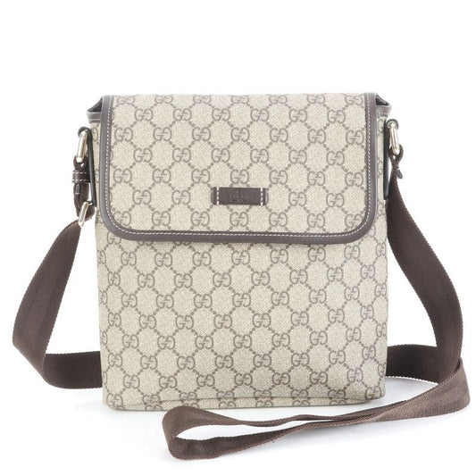 Gucci GG Supreme 223666 Leather Shoulder Bag Crossbody Messenger Brown Men's