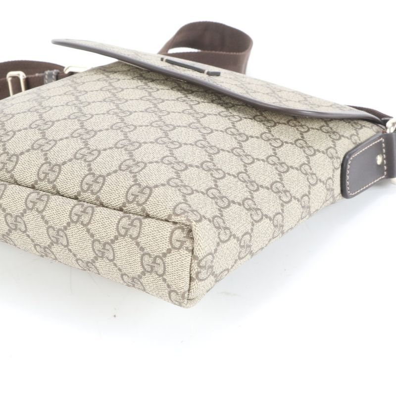 Gucci GG Supreme 223666 Leather Shoulder Bag Crossbody Messenger Brown Men's