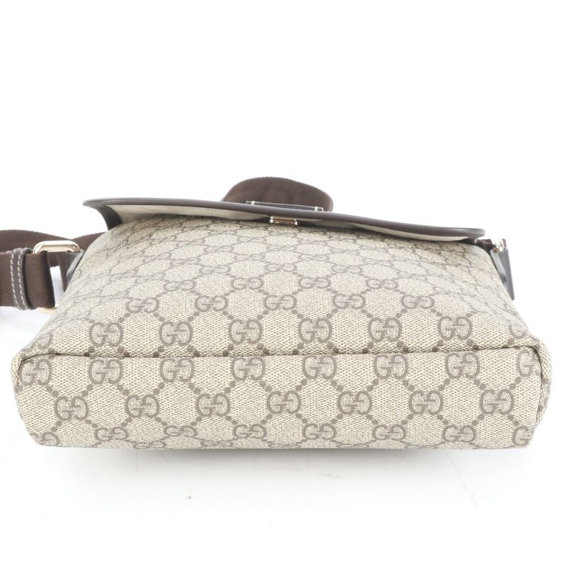 Gucci GG Supreme 223666 Leather Shoulder Bag Crossbody Messenger Brown Men's