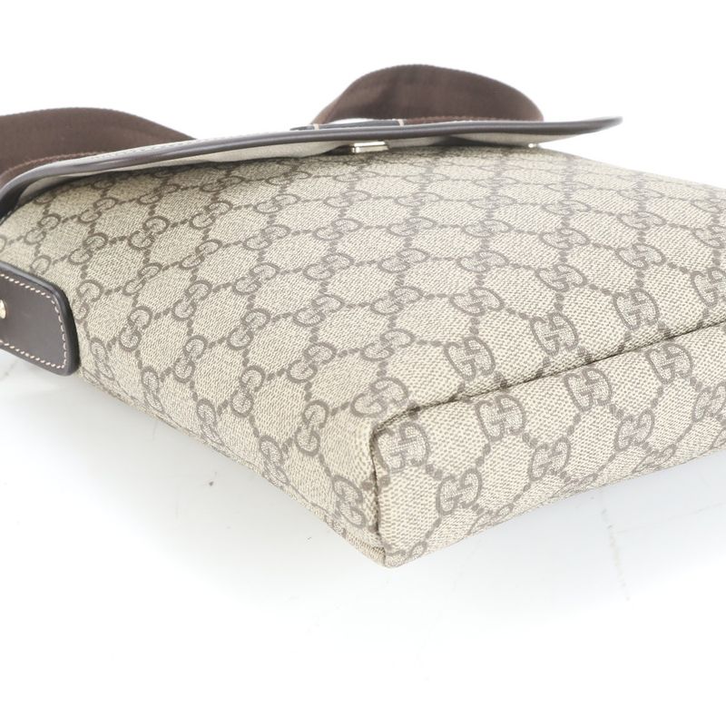 Gucci GG Supreme 223666 Leather Shoulder Bag Crossbody Messenger Brown Men's