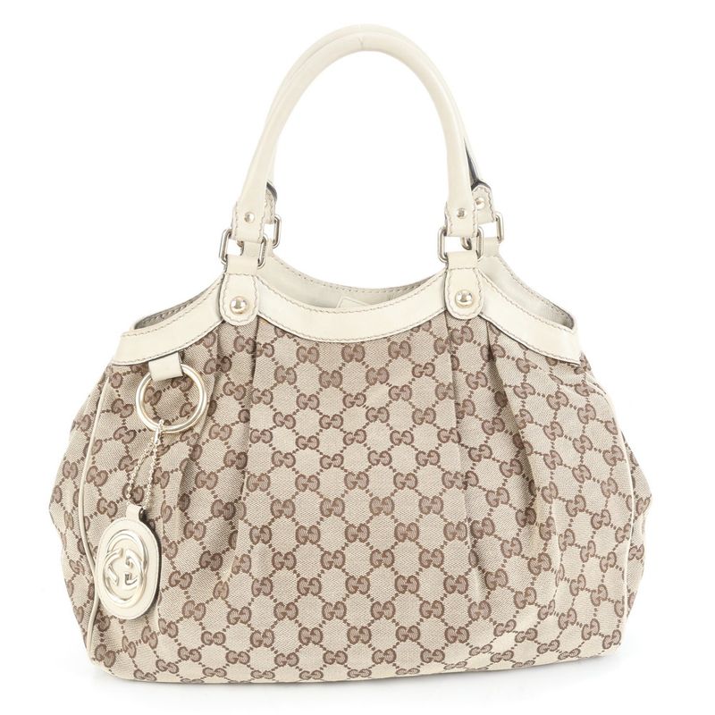 Gucci GG Canvas Sookie 211944 Leather Tote Bag Shoulder Hand Brown Ladies ECE