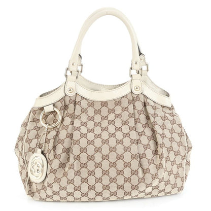 Gucci GG Canvas Sookie 211944 Leather Tote Bag Shoulder Hand Brown Ladies ECE