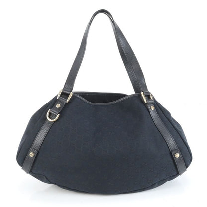 Gucci GG Canvas Abbey 130736 Leather Tote Bag Shoulder Hand Black Ladies ECE