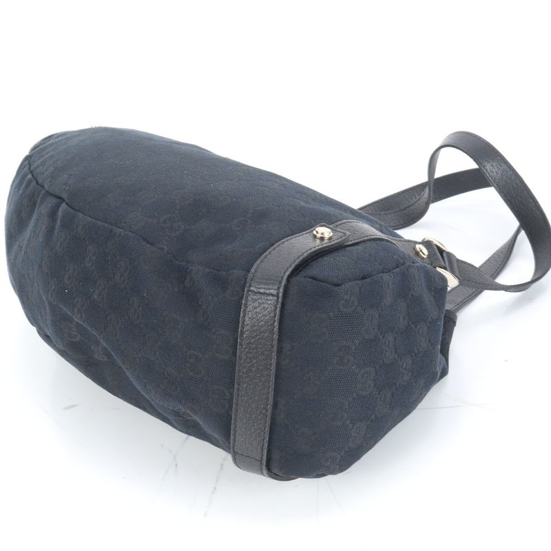 Gucci GG Canvas Abbey 130736 Leather Tote Bag Shoulder Hand Black Ladies ECE