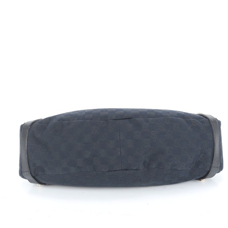 Gucci GG Canvas Abbey 130736 Leather Tote Bag Shoulder Hand Black Ladies ECE