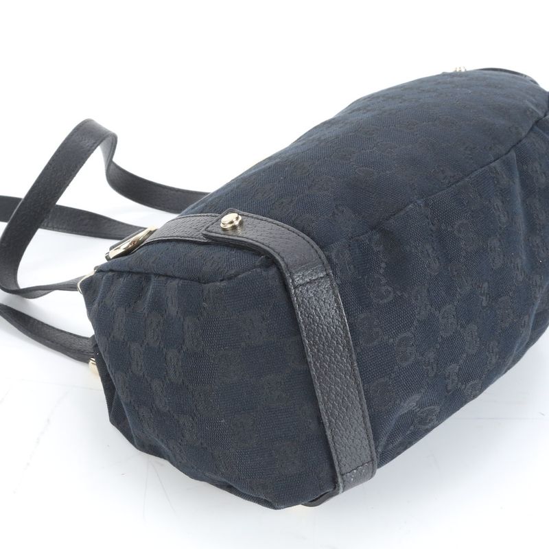 Gucci GG Canvas Abbey 130736 Leather Tote Bag Shoulder Hand Black Ladies ECE