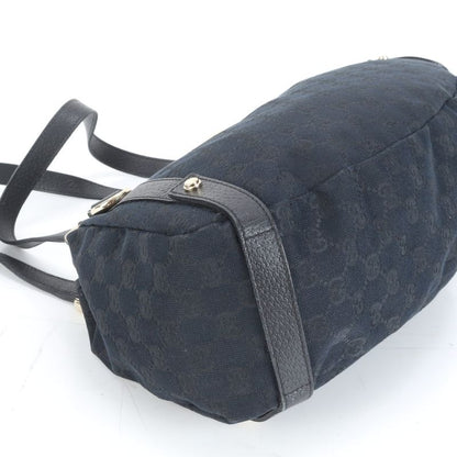 Gucci GG Canvas Abbey 130736 Leather Tote Bag Shoulder Hand Black Ladies ECE