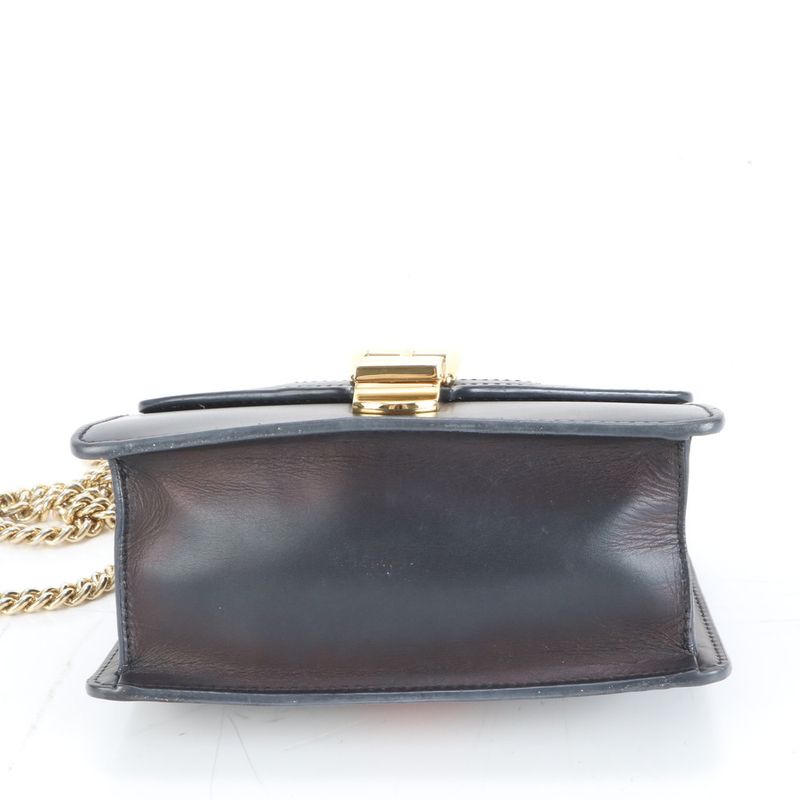 Gucci Sylvie 431666 Leather Chain Shoulder Bag Crossbody Black Tote Ladies ECE