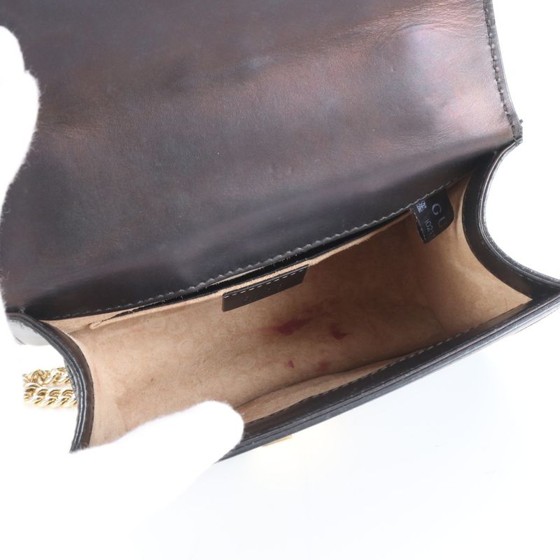 Gucci Sylvie 431666 Leather Chain Shoulder Bag Crossbody Black Tote Ladies ECE