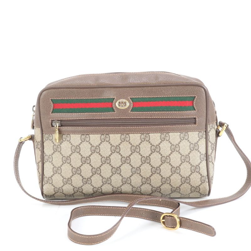 Vintage Old Gucci GG Supreme Sherry Line 56.02 Leather Shoulder Bag Crossbody