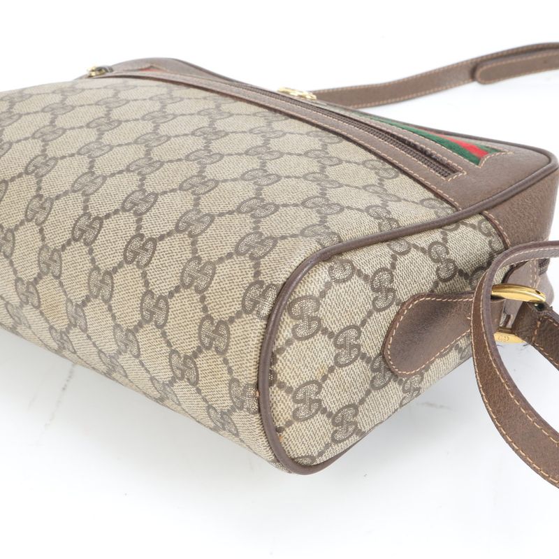 Vintage Old Gucci GG Supreme Sherry Line 56.02 Leather Shoulder Bag Crossbody