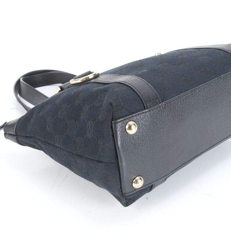 Gucci GG Canvas Abbey 141471 Leather Tote Bag Shoulder Hand Black Women's ECE