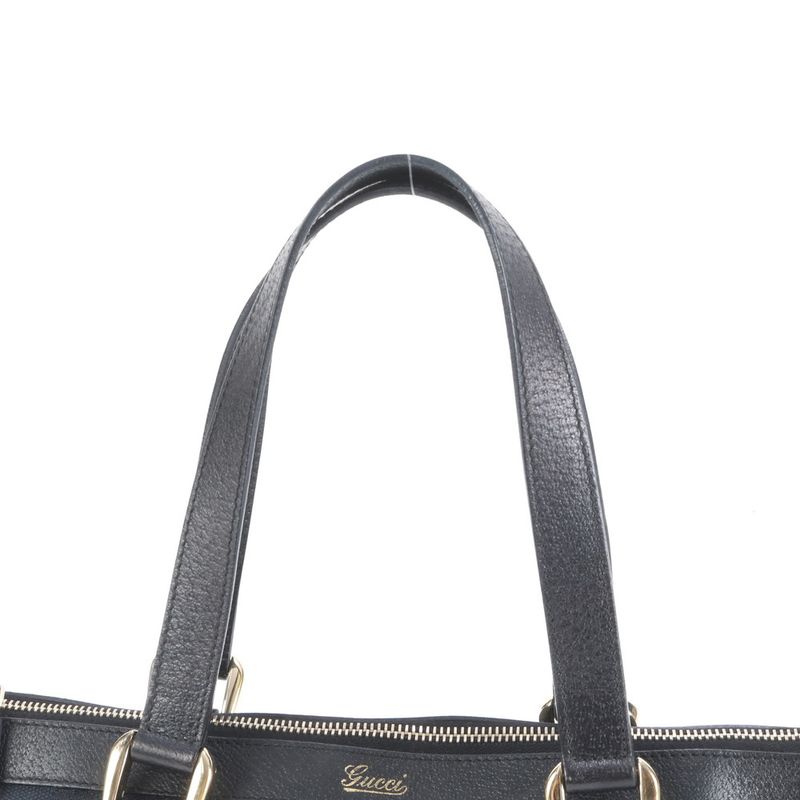 Gucci GG Canvas Abbey 141471 Leather Tote Bag Shoulder Hand Black Women's ECE
