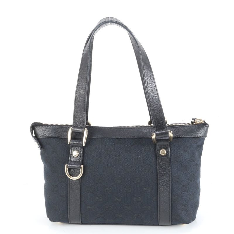 Gucci GG Canvas Abbey 141471 Leather Tote Bag Shoulder Hand Black Women's ECE
