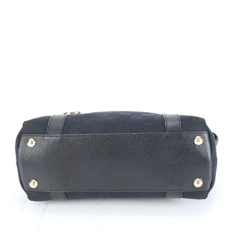 Gucci GG Canvas Abbey 141471 Leather Tote Bag Shoulder Hand Black Women's ECE