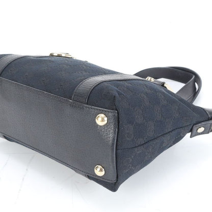 Gucci GG Canvas Abbey 141471 Leather Tote Bag Shoulder Hand Black Women's ECE