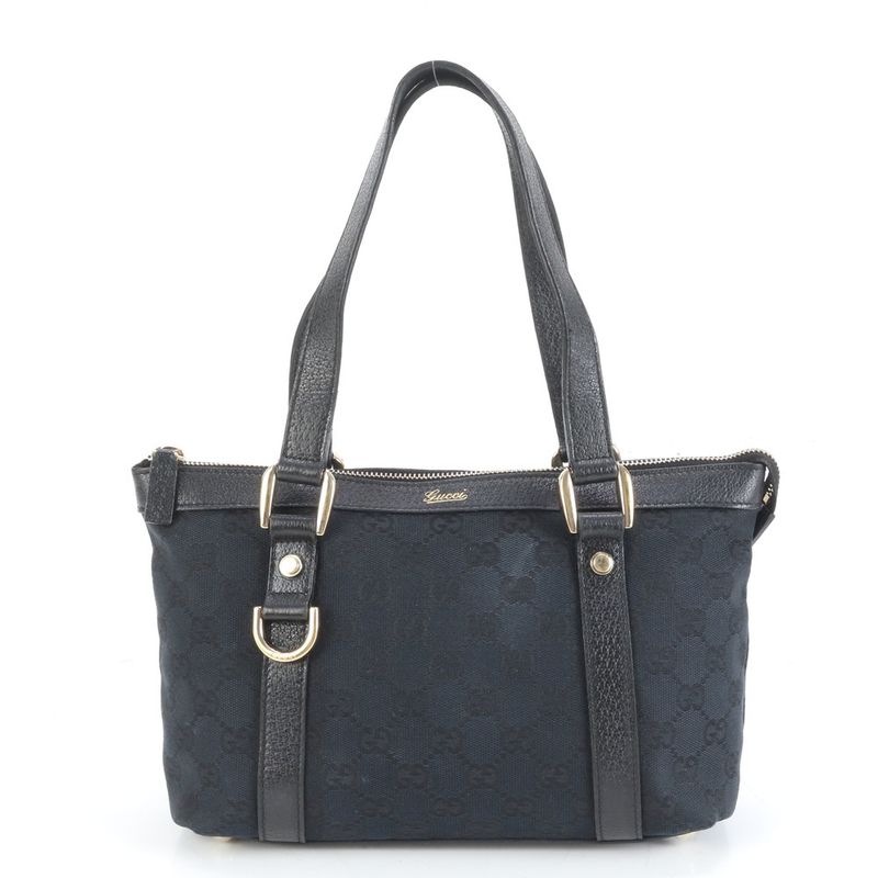 Gucci GG Canvas Abbey 141471 Leather Tote Bag Shoulder Hand Black Women's ECE
