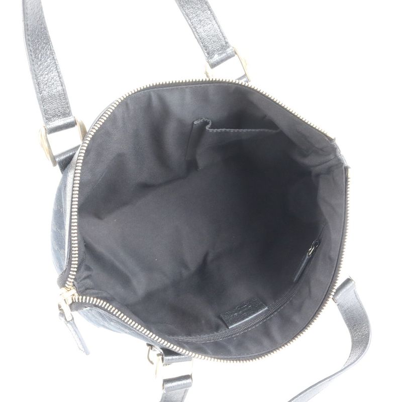 Gucci GG Canvas Abbey 141471 Leather Tote Bag Shoulder Hand Black Women's ECE