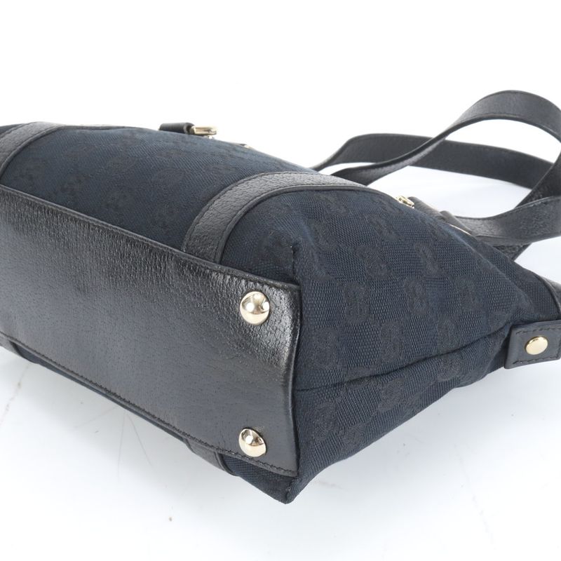 Gucci GG Canvas Abbey 141471 Leather Tote Bag Shoulder Hand Black Women's ECE