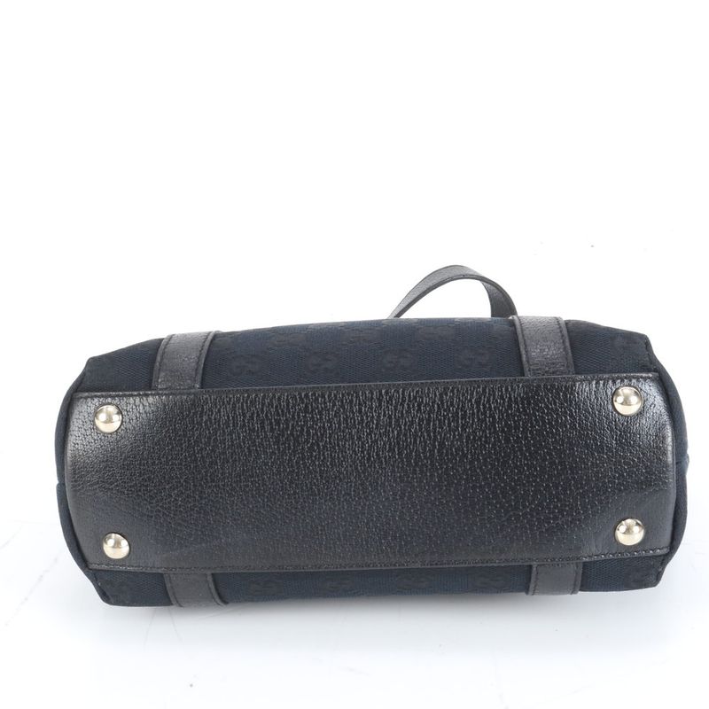 Gucci GG Canvas Abbey 141471 Leather Tote Bag Shoulder Hand Black Women's ECE