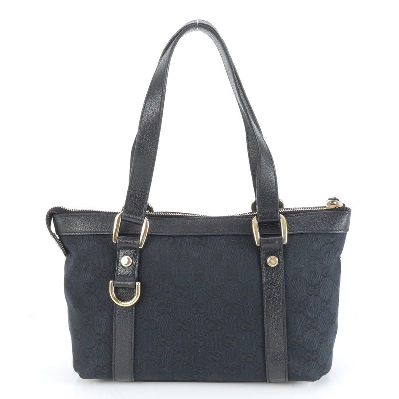 Gucci GG Canvas Abbey 141471 Leather Tote Bag Shoulder Hand Black Women's ECE