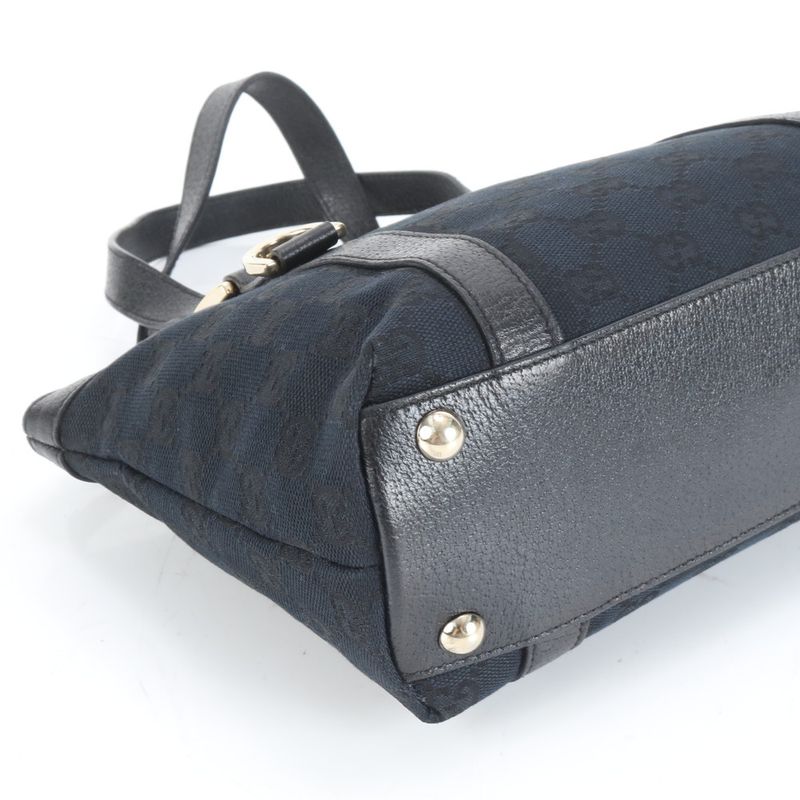 Gucci GG Canvas Abbey 141471 Leather Tote Bag Shoulder Hand Black Women's ECE