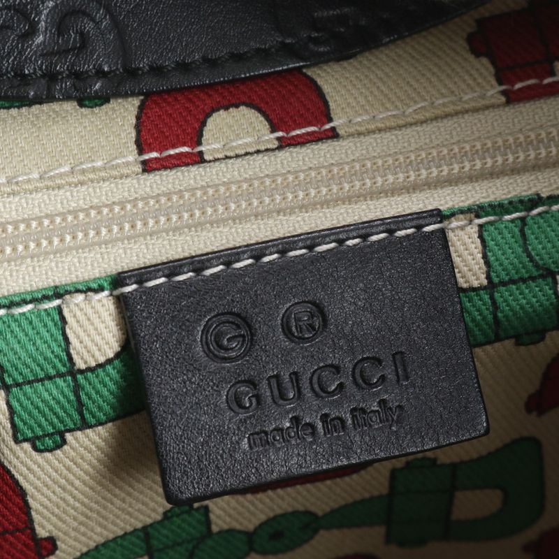 Guccissima 257265 Leather Shoulder Bag Shoulder One Shoulder Black Tote Ladies