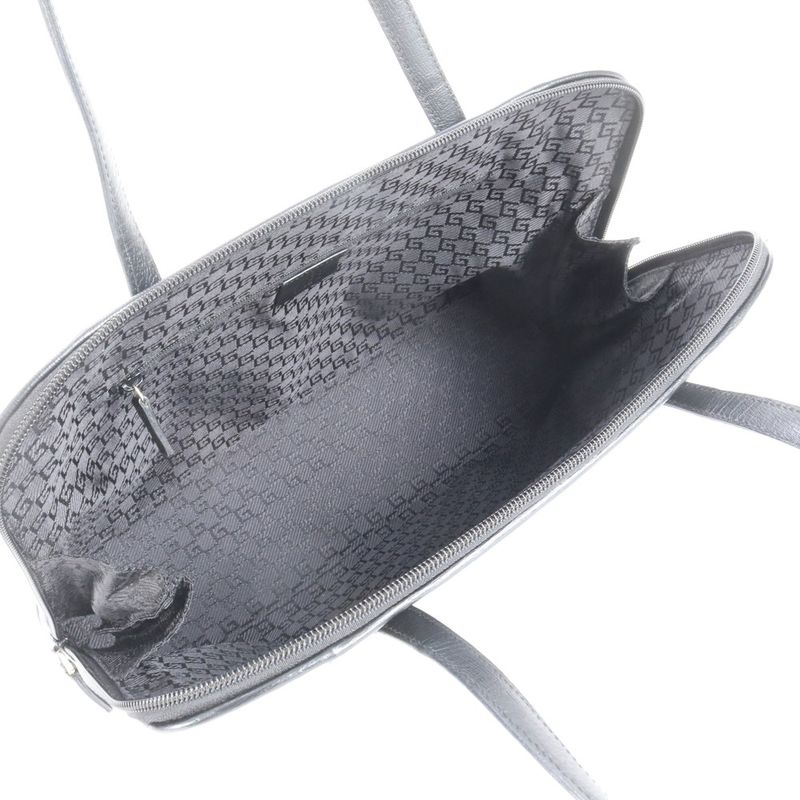 Gucci 002 1122 Leather Tote Bag Shoulder Hand Black A4 Ladies ECE Df41-2