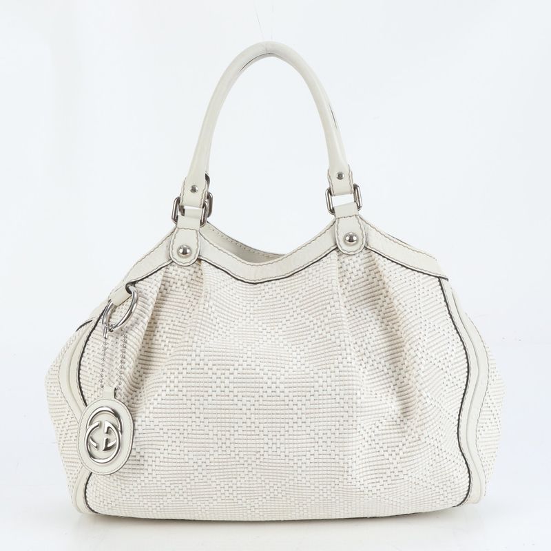 Gucci Diamante Shima Sookie 211944 Leather Tote Bag Shoulder Silver Hardware A4