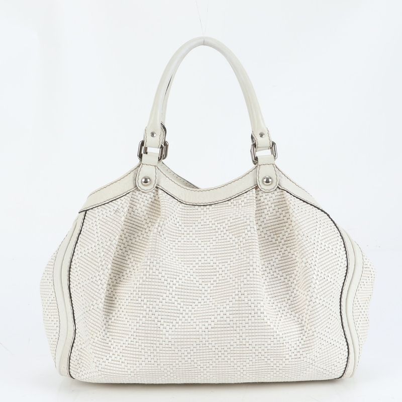 Gucci Diamante Shima Sookie 211944 Leather Tote Bag Shoulder Silver Hardware A4