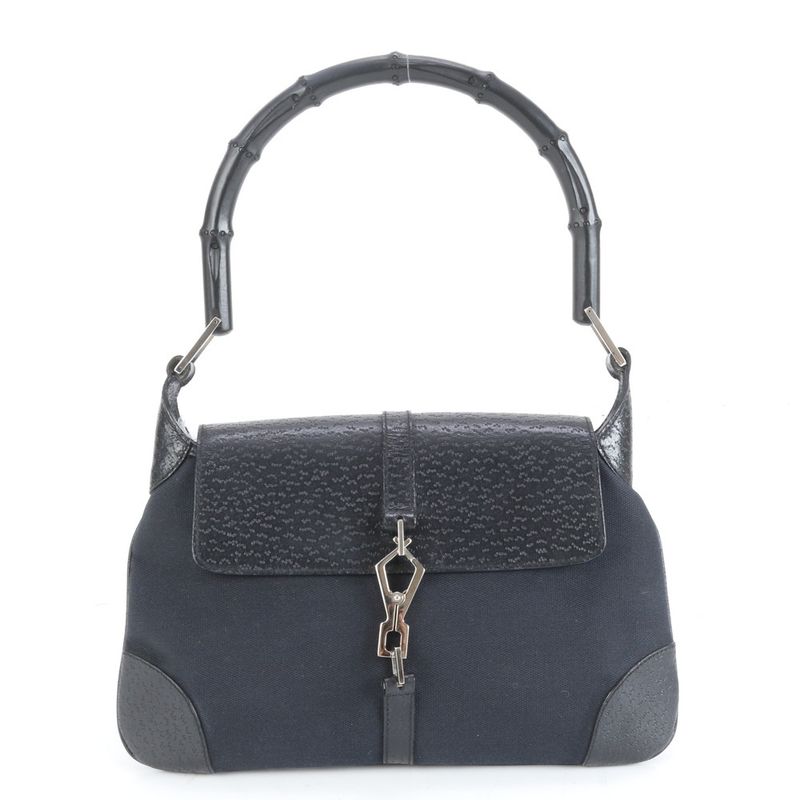 Gucci Bamboo Kandensky 001 4096 Leather Shoulder Bag One Shoulder Black Ladies