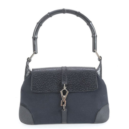 Gucci Bamboo Kandensky 001 4096 Leather Shoulder Bag One Shoulder Black Ladies