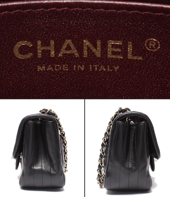 Chanel Chain Shoulder Bag Mini Matelasse V Stitch Single Flap Single Chain Gold