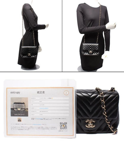 Chanel Chain Shoulder Bag Mini Matelasse V Stitch Single Flap Single Chain Gold