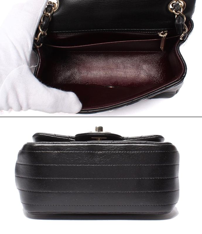 Chanel Chain Shoulder Bag Mini Matelasse V Stitch Single Flap Single Chain Gold