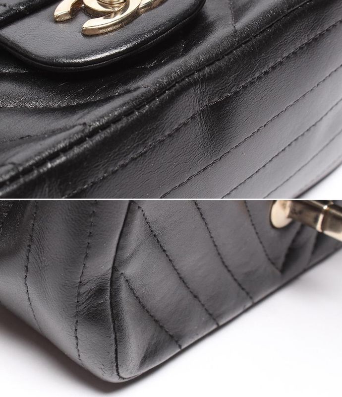 Chanel Chain Shoulder Bag Mini Matelasse V Stitch Single Flap Single Chain Gold