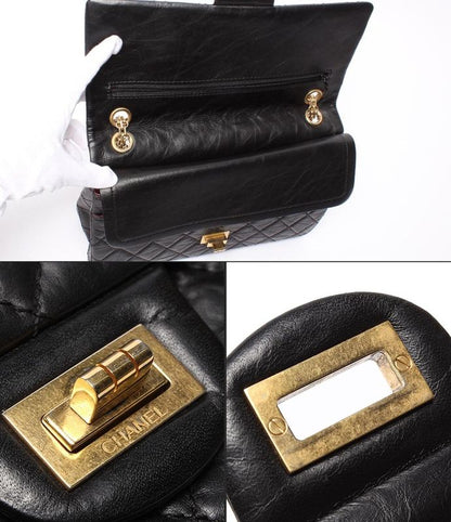 Chanel Chain Shoulder Bag 2.55 Double Flap Double Chain Matelasse Lambskin Gold