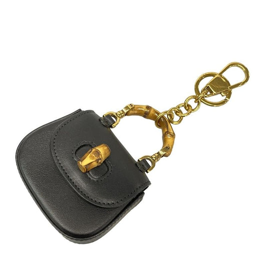 Gucci Key Holder (charm) Bamboo 1947 Key Chain 768271 Black X Gold Bag Motif