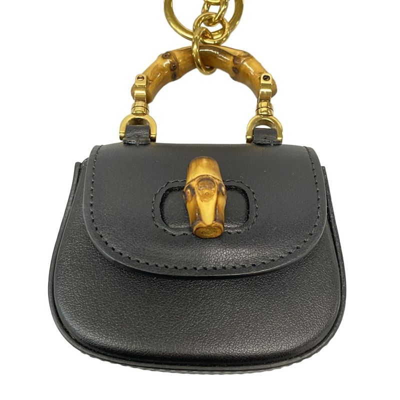 Gucci Key Holder (charm) Bamboo 1947 Key Chain 768271 Black X Gold Bag Motif