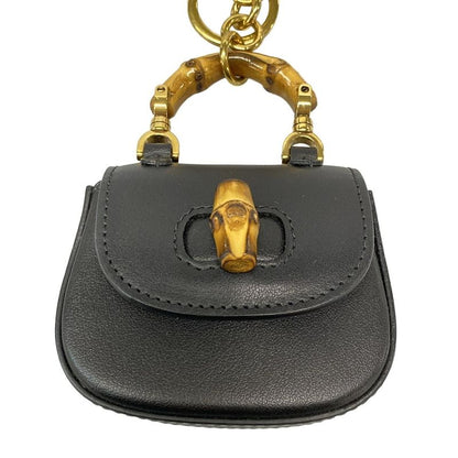 Gucci Key Holder (charm) Bamboo 1947 Key Chain 768271 Black X Gold Bag Motif