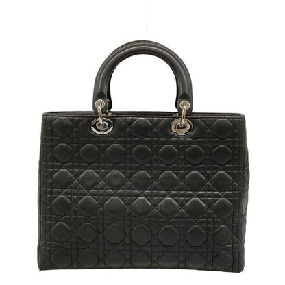 DIOR Christian Dior Handbag Lady Dior Large Bag Black Silver Hardware Lambskin